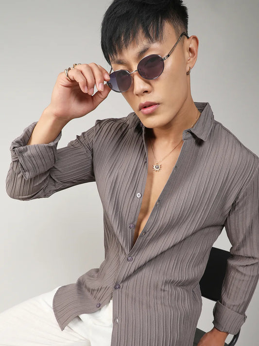 Self-Design Striped Shirt