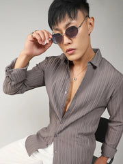 Self-Design Striped Shirt
