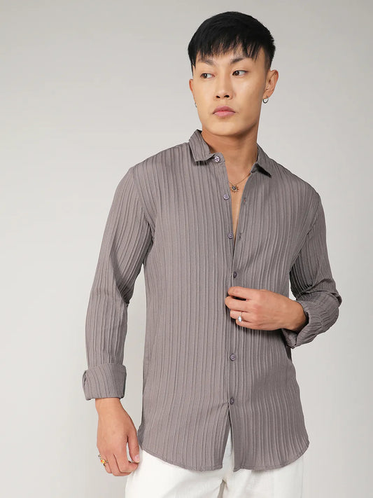 Self-Design Striped Shirt