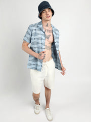 Embroidered Geometric-Lined Shirt