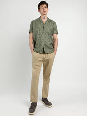 Embroidered Geometric-Lined Shirt
