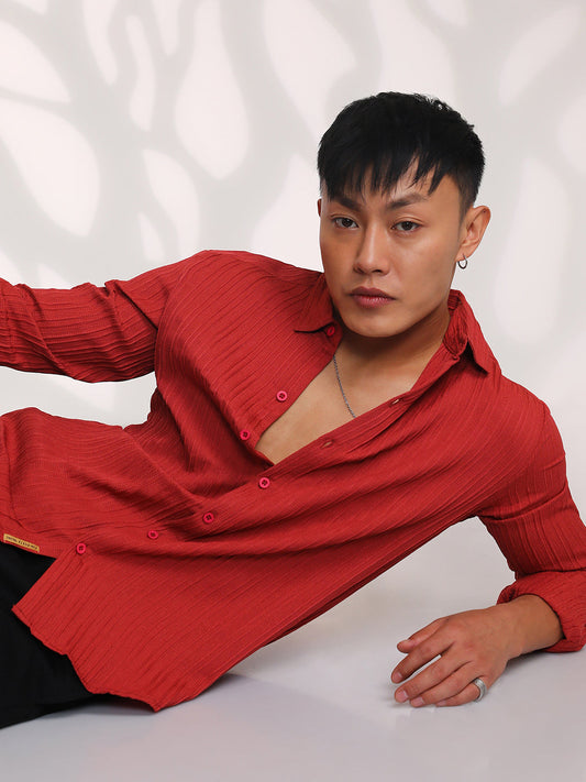 Self-Design Striped Shirt