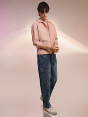 Chevron-Woven Utility Shirt