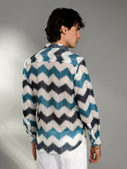 Chevron-Block Knit Shirt