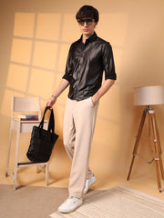 Obsidian Black Solid Suede Shirt