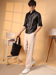 Obsidian Black Solid Suede Shirt