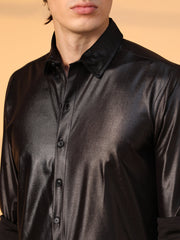Obsidian Black Solid Suede Shirt