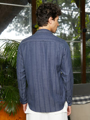 Contrast-Weave Relaxed Shirt