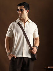 Dash-Ribbed Knit Polo Shirt