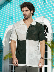 Block Open-Knit Polo Shirt