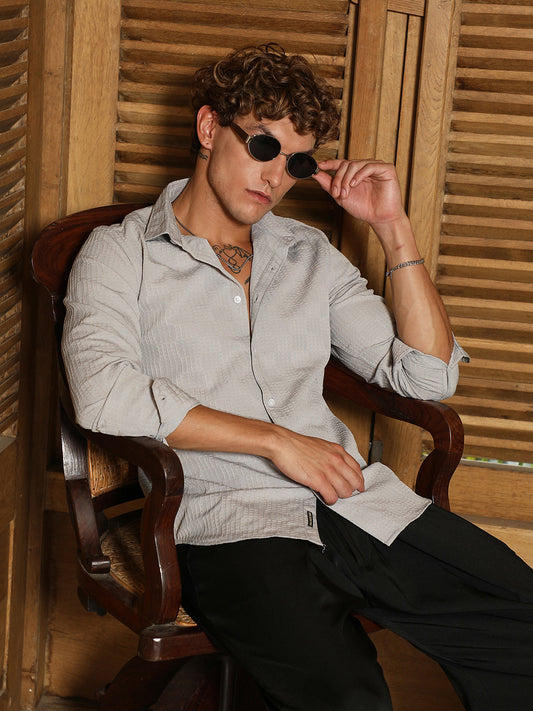 Grid-Check Tactile Shirt