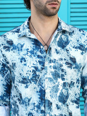 Striated-Contrast Regular Shirt