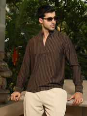 Edge-Lined Half-Placket Shirt