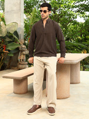 Edge-Lined Half-Placket Shirt