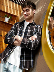 Dark-Plaid Relaxed Shirt