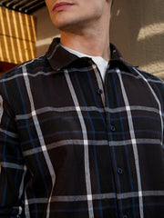 Dark-Plaid Relaxed Shirt