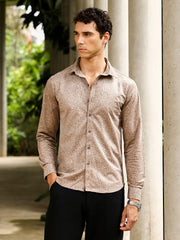 Mosiac-Imprint Suede Shirt