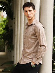 Mosiac-Imprint Suede Shirt