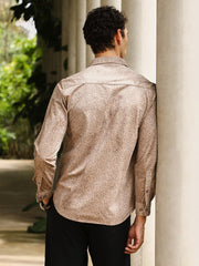 Mosiac-Imprint Suede Shirt