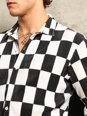 Pleated-Checker Shirt