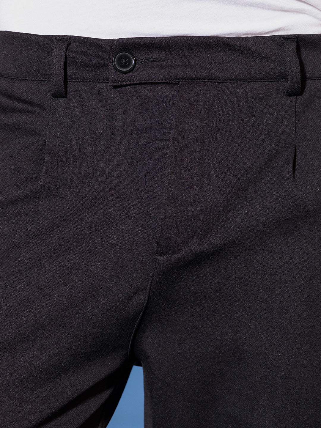 Mens Onyx Black Pleated Tailored Trousers