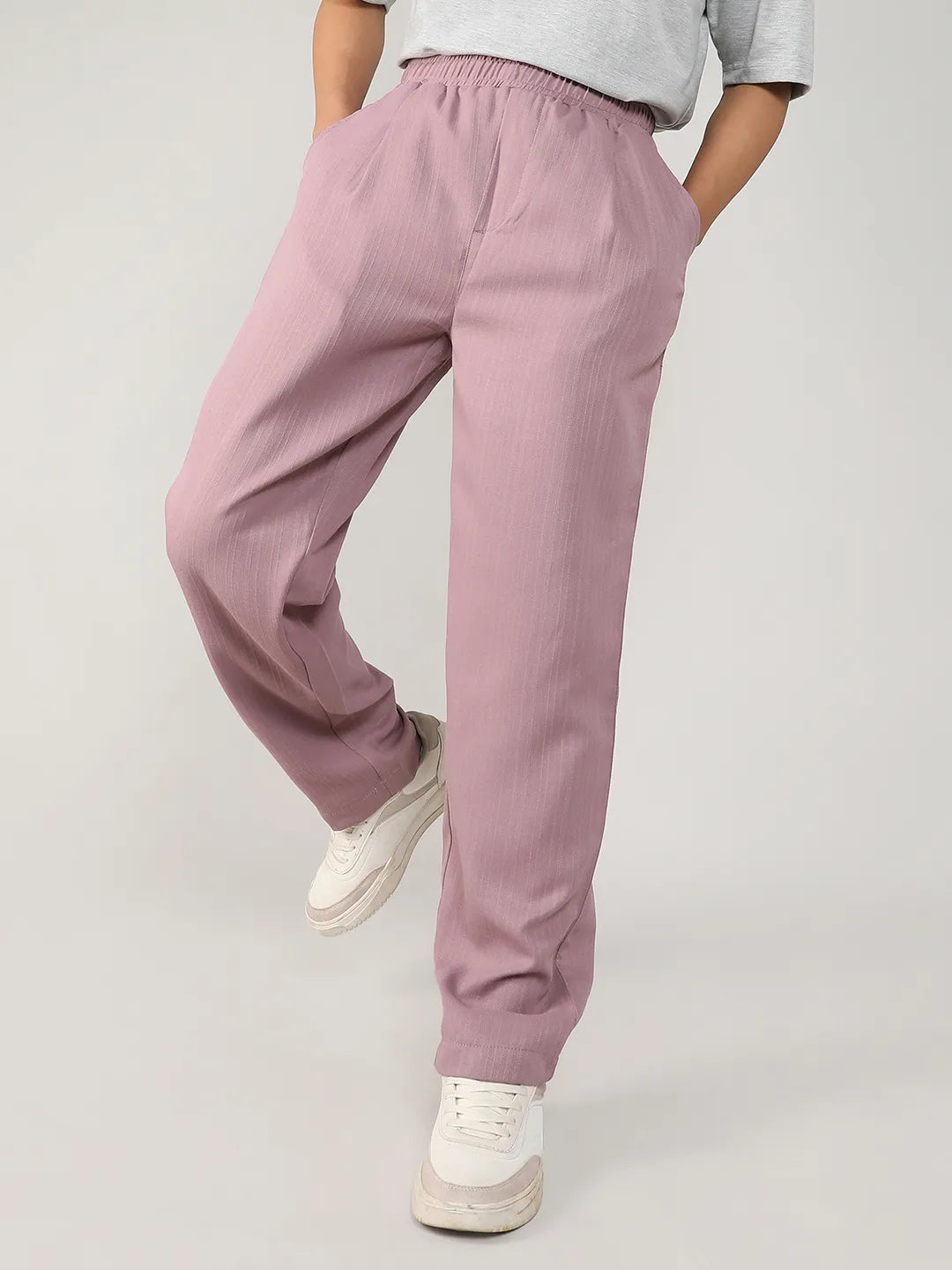 Mens Blush Pink Tailored Linen Blend Trousers
