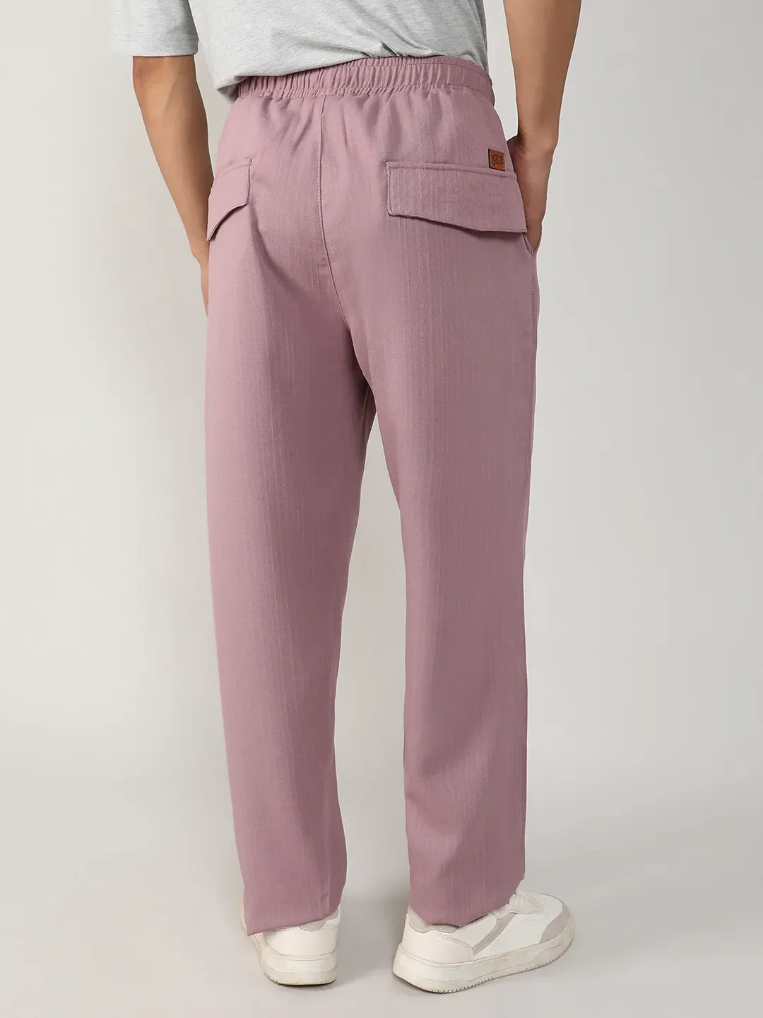 Mens Blush Pink Tailored Linen Blend Trousers
