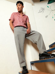 Mens Moon Grey Tailored Linen Blend Trousers