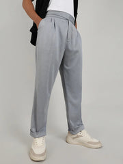 Mens Moon Grey Tailored Heathered Trousers