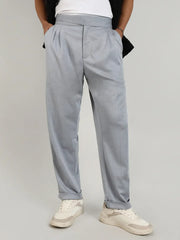 Mens Moon Grey Tailored Heathered Trousers