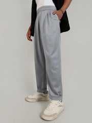 Mens Moon Grey Tailored Heathered Trousers