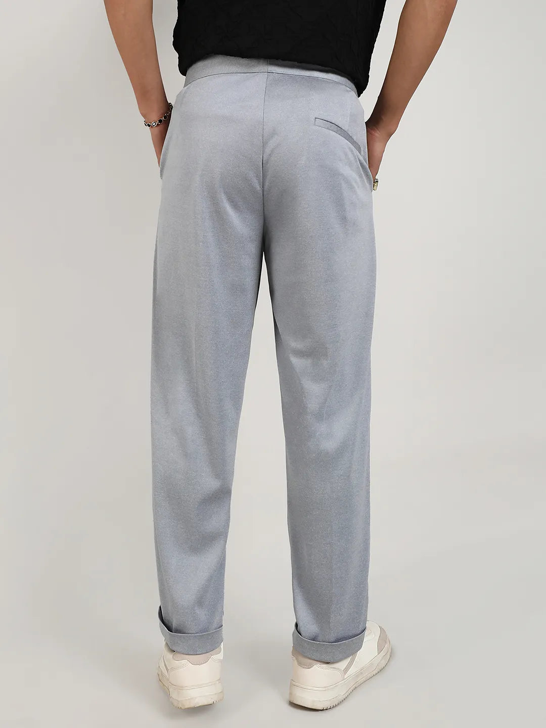 Mens Moon Grey Tailored Heathered Trousers