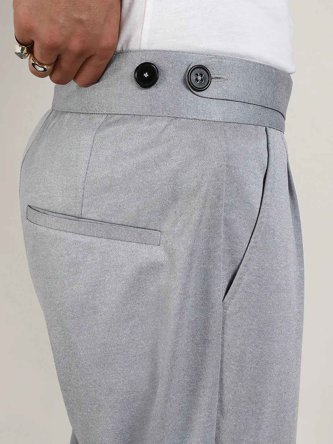 Mens Moon Grey Tailored Heathered Trousers