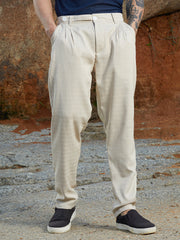 Mens Saltbox Beige Korean Tailored Trousers