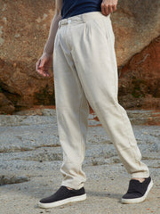Mens Saltbox Beige Korean Tailored Trousers