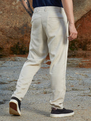 Mens Saltbox Beige Korean Tailored Trousers