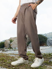Mens Ash Brown Korean Tailored Trousers