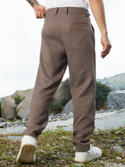 Mens Ash Brown Korean Tailored Trousers