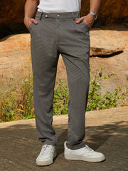Mens Ash Grey Micro Check Chino Trousers