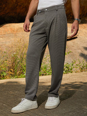 Mens Ash Grey Micro Check Chino Trousers
