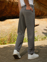 Mens Ash Grey Micro Check Chino Trousers