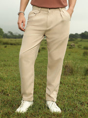Mens Khaki Beige Velvique Tailored Trousers