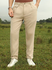 Mens Khaki Beige Velvique Tailored Trousers