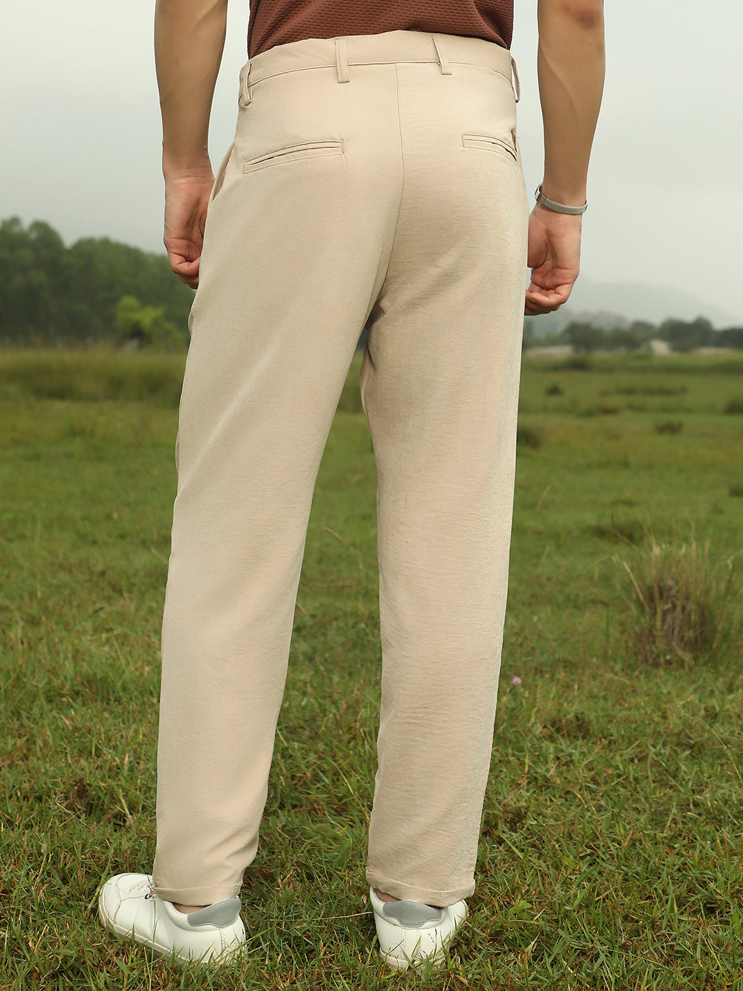 Mens Khaki Beige Velvique Tailored Trousers