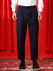 Mens Prussian Blue Tailored Linen Blend Trousers