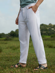 Mens Daisy White Corduroy Tailored Trousers