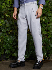 Mens Cloud Grey Pleated Tailored Trousers