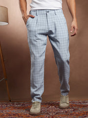 Mens Cloud Grey Graph Tailored Trousers
