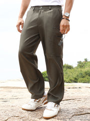 Mens Olive Green Utility Relaxed Trousers