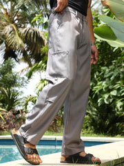 Mens Moon Grey Twill Utility Parachute Trousers